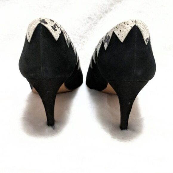 NWOB SAKS Vintage Deadstock Suede Snake Print Pumps 7 - Picture 6 of 9